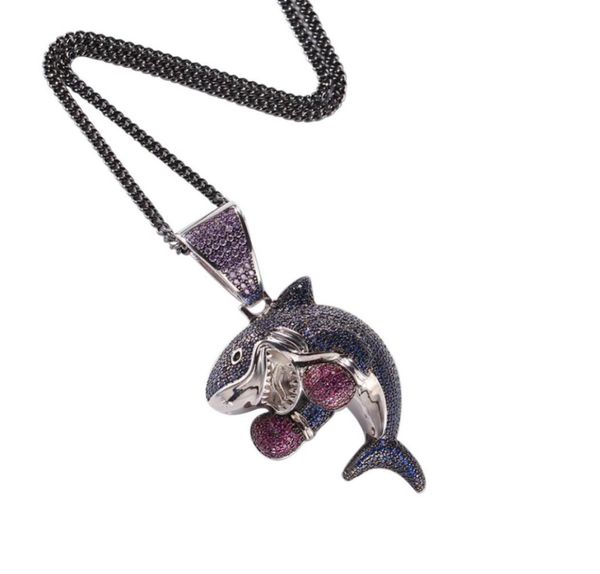 iced out cartoon necklace chain micro paved cubic zircon animal necklace bling men hip hop jewelry9506798, Silver